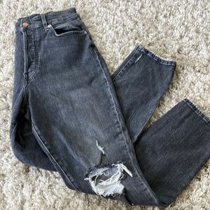 Distressed Black Mom Jeans